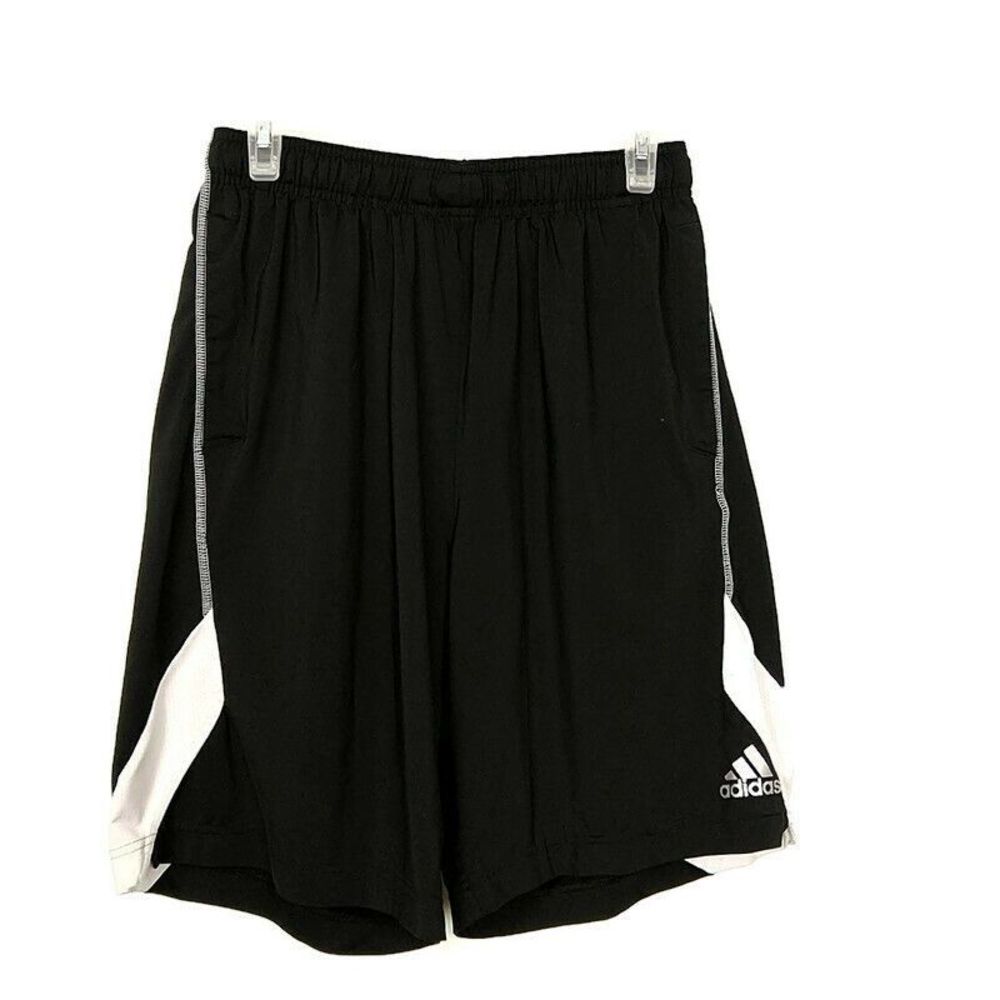 Adidas Womens sz M Shorts Black White Athletic Pull On Elastic Waist Logo